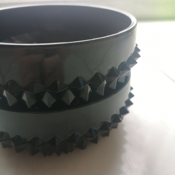 Vintage Indiana Tiara Black Pressed Glass Diamond Point 5" Bowls "RARE" - Picture 3 of 11